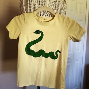 Kid’s Mini Rodini Yellow T-Shirt with Green Snake Graphic